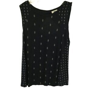 Old Navy Tank Top Peek-A-Boo Sleeveless Pullover Black White Women's Size Large